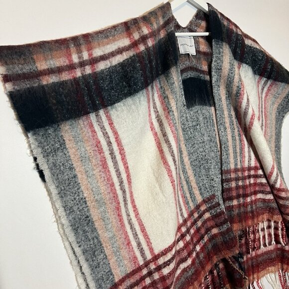 Anthropologie ANDERSEN & LAUTH Plaid Poncho Wool Blend Size ALL Fringe Winter - Picture 3 of 6